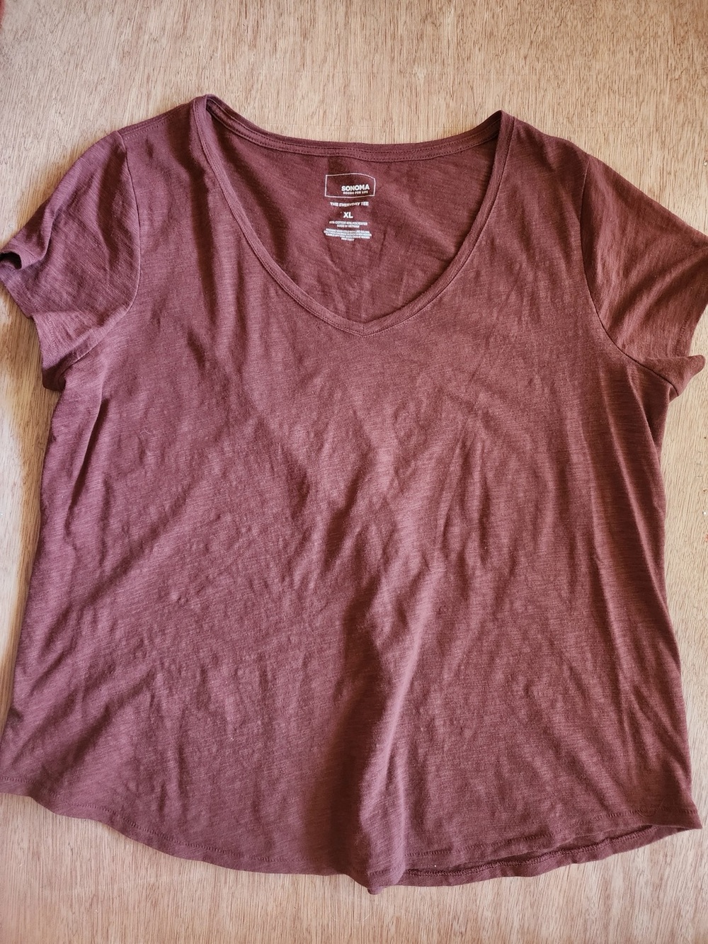 Sonoma Goods For Life "The Everyday Tee" V-Neck Mauve Brown Shirt XL